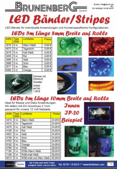 LED Bänder Übersichht
