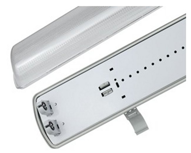 LED Feuchtraum Wannen Leuchte für 2 x T8 LED 120 cm #8147