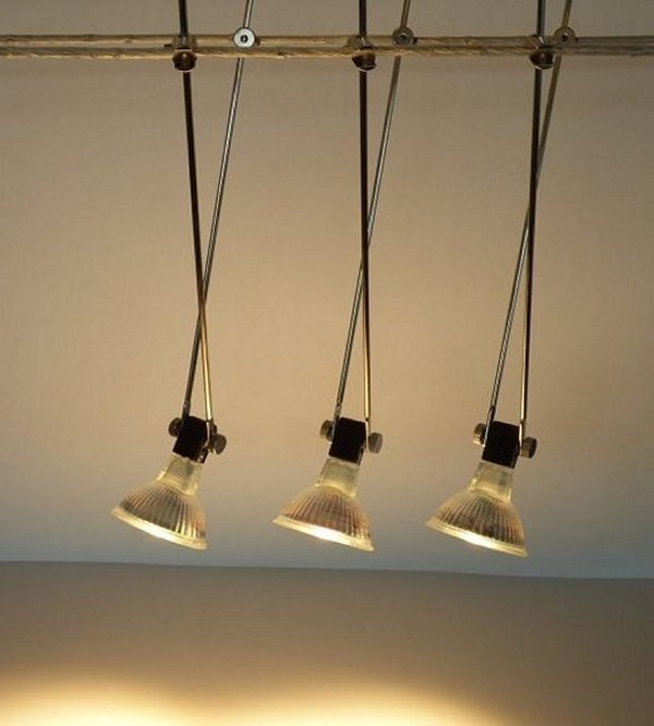 Seilsystem Deckenlampe 3 x Stab Spot 24 cm sw 3 x LED 5 Watt warmweiss